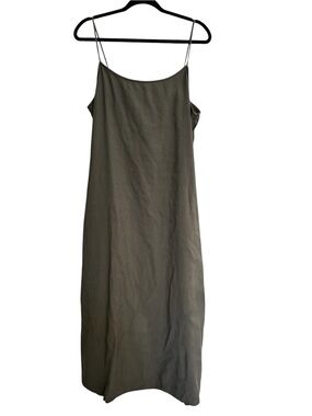 Calvin Klein Minimal Olive Slip Dress with Spaghetti Straps size xL